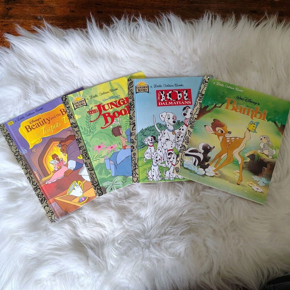 Disney VTG Little Golden Book Beauty& Beast Jungle Book Dalmatians Bambi New